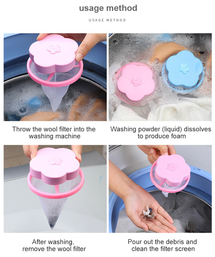 Pet hair laundry catcher floating in washing machine