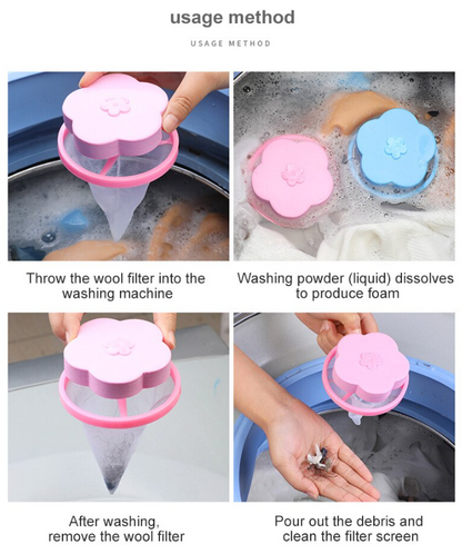 Pet hair laundry catcher floating in washing machine